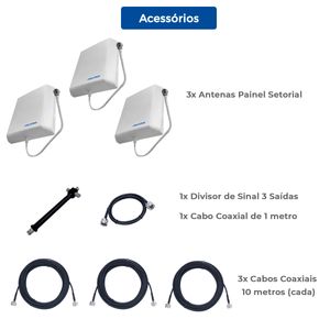 Repetidor de Sinal 850MHz para 3 Ambientes com Antena Setorial