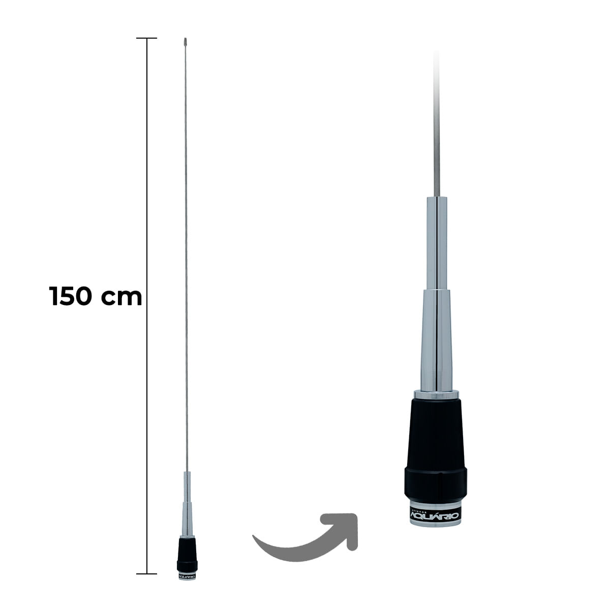 Antena de Carro 5/8 VHF Resistênte com Mola 150cm | Aquário