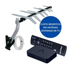 Conversor Digital completo e Antena Externa com Cabo 10 metros