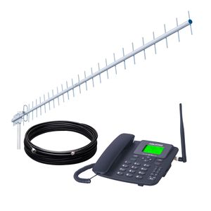 Celular Rural e 4G Wi-Fi com Antena 700 MHz 20dBi e Cabo 15 metros