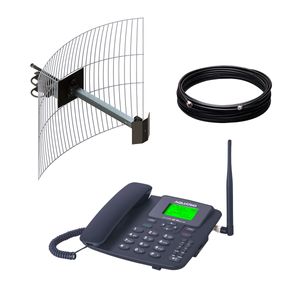 Celular Rural e 4G Wi-Fi com Antena 2600 MHz 20dBi e Cabo 15 metros