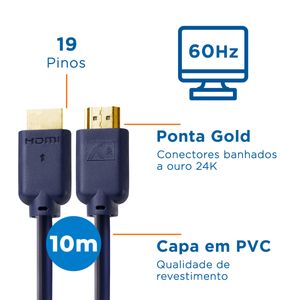 Cabo HDMI 2.0 4K de 10 metros