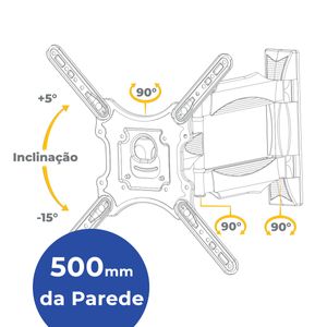 Suporte para TV Triarticulado Braço 500mm 26 a 65"