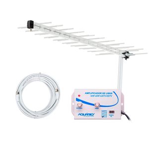 Antena LOG para TV Coletiva com Amplificador 35dB e Cabo 15m