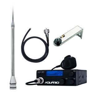 Rádio PX 40 Canais, Antena Marinox Prolongada com Cabo 5,5m e Suporte em L