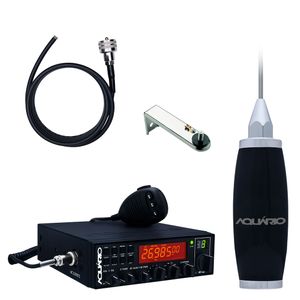 Rádio PX 80 Canais, Antena Marinox 2,70m com Cabo 5,5m e Suporte em L